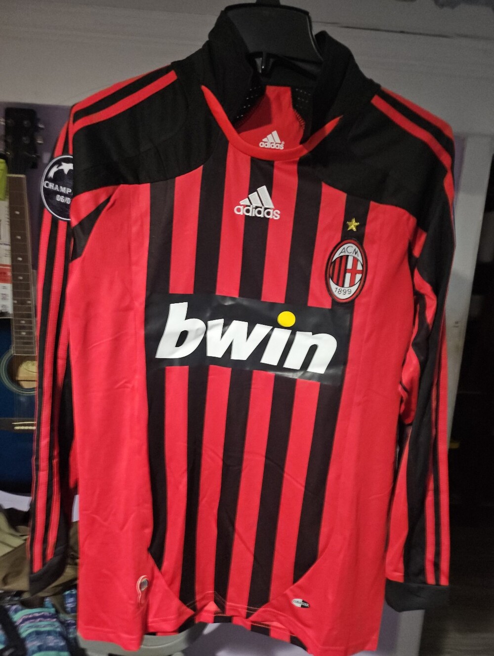 Kaka adidas Red and Black Striped AC Milan Soccer Jersey with Crest
